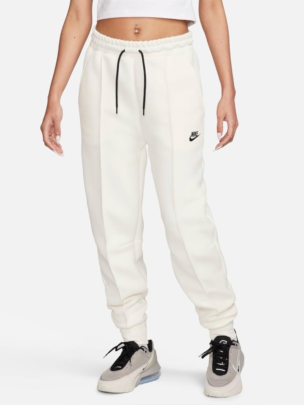 Nike Sportswear Tech Fleece Women's Mid-Rise Joggers Pale Ivory/Black FB8330
